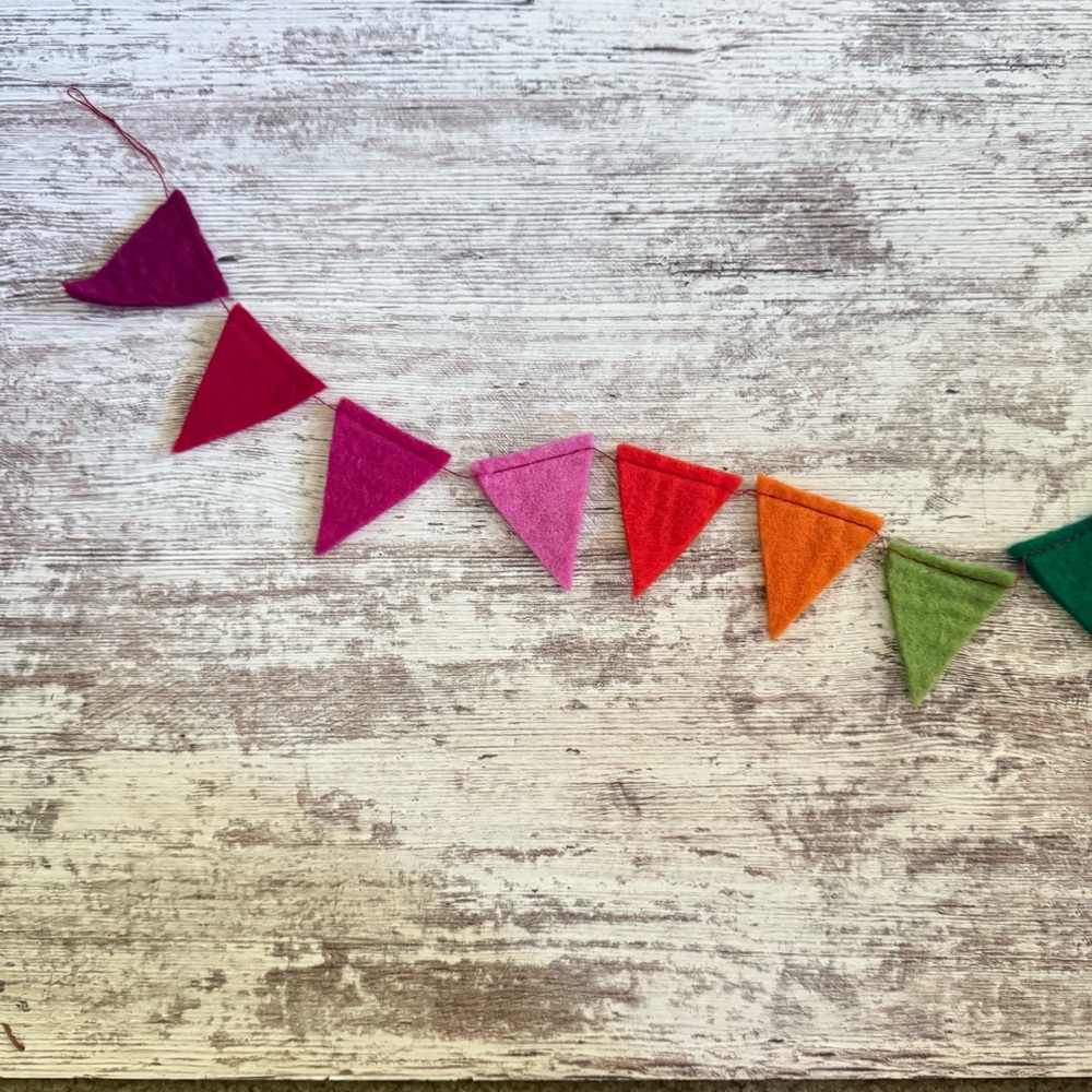 Whimsical Vintage Colorful Felt Triangle Bunting Garland - Picture 2 of 6